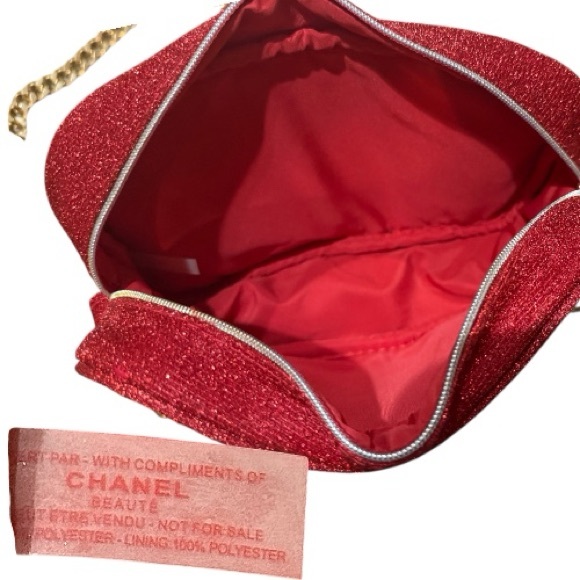 CHANEL Red Beaute Bag Crossbody with Gold Chain & Bag Charms - Picture 3 of 4